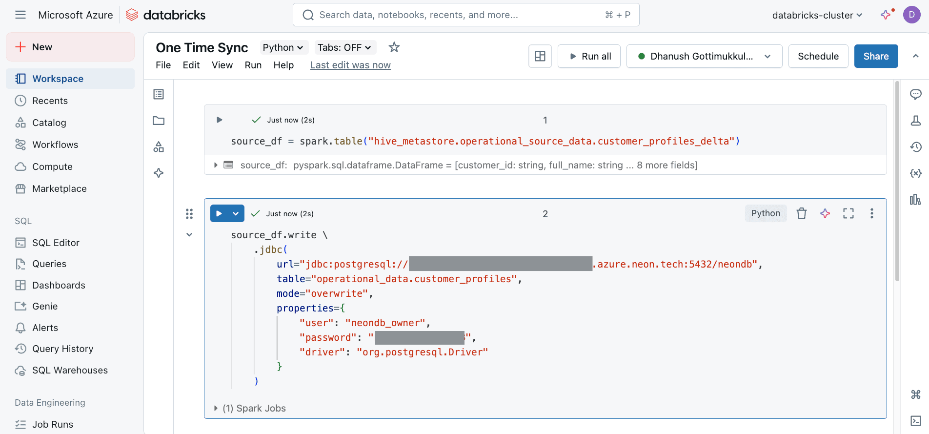 Initial Load from Delta to Neon Postgres