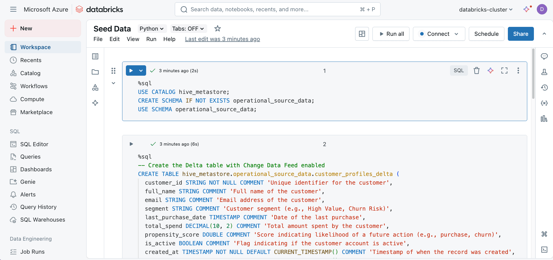 Sample Delta Table Data