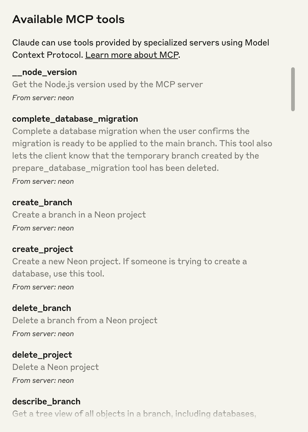 Claude list available tools